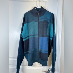 Millma Knitwear Plaid 100% Baby Alpaca Zip Up Sweater Size XL NWOT